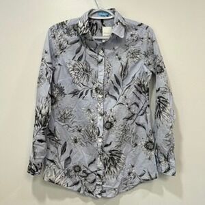 J Mclaughlin Womens Lois Blouse XS NWT $178 Cotton Button Marguax Powder Blue